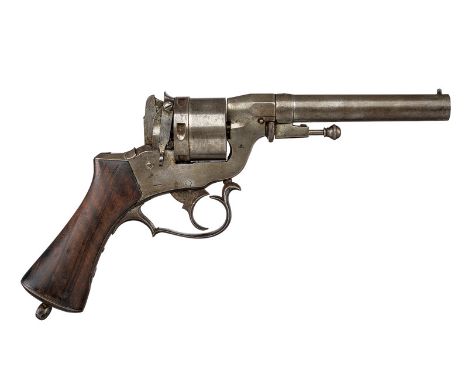 A Perrin center-fire revolver dating: 1875-1890 provenance: France Round, rifled, 11 m mcal. barrel; smooth, six-shot cylinde