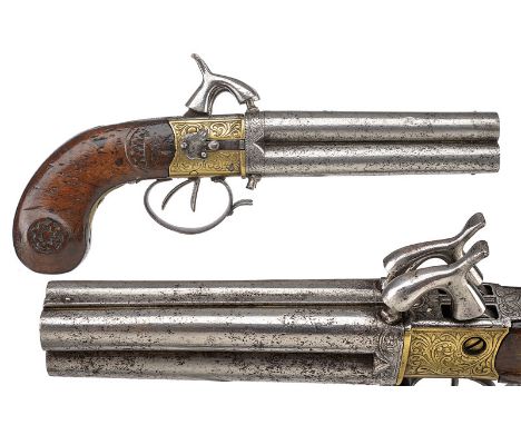 An interesting four-barrelled percussion pistol dating: mid-19th Century provenance: Italy A set of four, round, smooth, turn