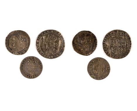 *Charles I. Briot Sixpence,  anchor on obverse and reverse, 3.2g, very fine; Shilling Scotch Briot, mm Thistle (scratched), 5