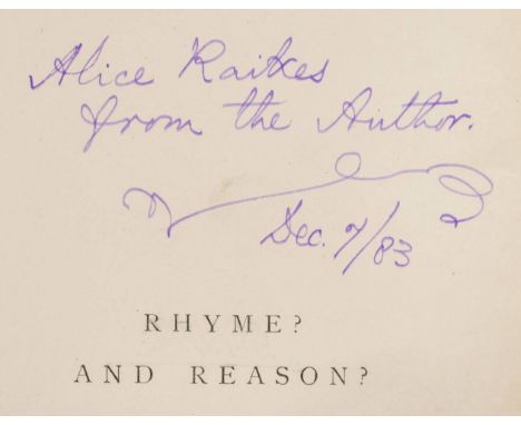 [Dodgson, Charles Lutwidge, 1832-1898]. Rhyme? and Reason? by Lewis Carroll, 1st edition, Macmillan & Co., 1883,  wood-engrav