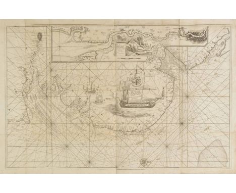 Sea chart. Collins (Captain Greenville), Untitled chart of the East coast of England, circa 1700, large uncoloured engraved c