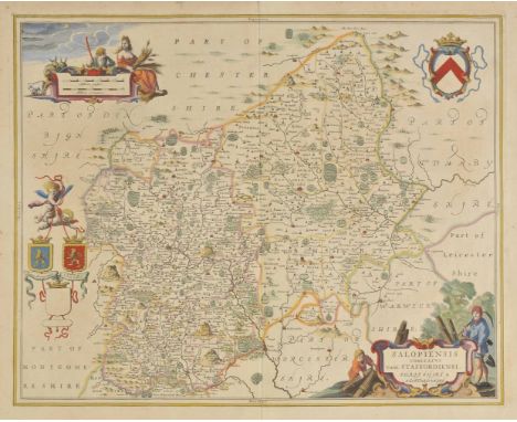 Staffordshire. Jansson (Jan), Salopiensis comitatus cum Staffordiensi. Shropshire & Staffordshire, published Amsterdam, circa