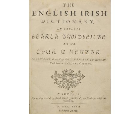 [Mac Curtin, Hugh & O'Begley, Conor]. The English Irish Dictionary. An focloir bearla Gaoidheilge. Ar na chur a neagar le Con