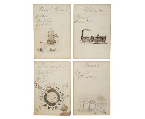 *Manuscript playing cards. A set of fifty-two pictorial cards, late 19th century,  fifty-two cards, each with pen & ink or pe