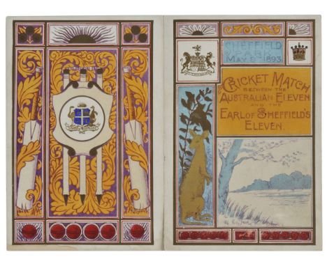 *Cricket Menu. Cricket match between the Australian Eleven and the Earl of Sheffield's Eleven, Sheffield Park, May 9th 1893, 
