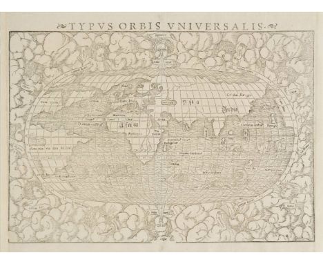 World. Munster (Sebastian), Typus Orbis Universalis, published Heinrich Petri, Basel, [1550 -1572], uncoloured woodcut map, 2