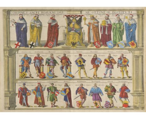 Ortelius (Abraham). Ordines Sacri Romani Imp: Ab Ottone III Instituti (Electors of the Holy Roman Empire), [1612], hand colou