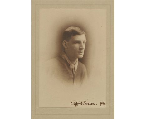 *Sassoon (Siegfried, 1886-1967). A Studio Portrait Photograph of Siegfried Sassoon as a young man, by B. & W. Fiske-Moore, Ca