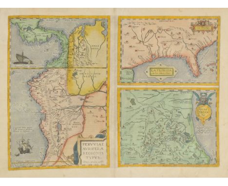 Ortelius (Abraham). Peruviae Auriferae Regionis Typus Didaco Mendezio auctore [on sheet with] La Florida Auctore Hieron Chiav