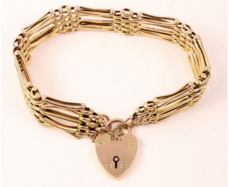 Gold five bar gate link bracelet stamped 9ct approx 20gm   Condition Report   Click here for further images, condition, aucti