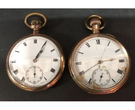 A Gold Plated Pocket Watch by Dennison, together with another similar gold plated pocket watch