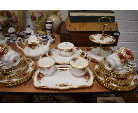 A part tea service by Royal Albert in the Old Country Roses design