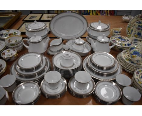 A part tea and dinner service by Noritake in the Legacy Platinum design