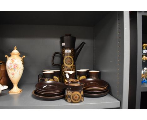 A part coffee service by Denby in the Arabesque design
Chip to sugar basin
Glaze imperfection to one mug