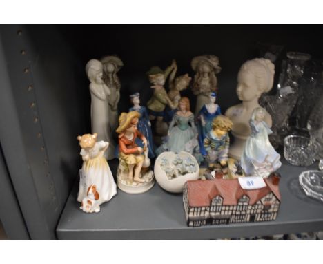 A selection of figures and figurines including Coalport Royal Worcester and Royal Doulton
