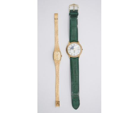 Three watches, including a boxed Raymond Weil ladies watch with leather strap and papers, a vintage mother of pearl faced Alf