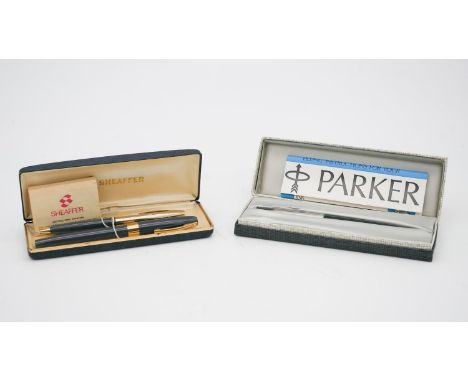 Two boxed vintage pens, including a boxed Parker 51 classic model and a boxed Sheafer Imperial IV F fountain pen and propelli