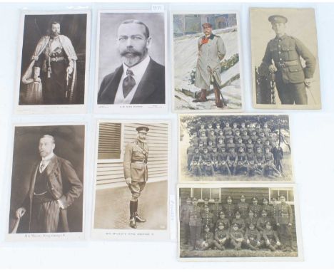 A collection of postcards many depicting King George V, some military examples, together with various other items to include 