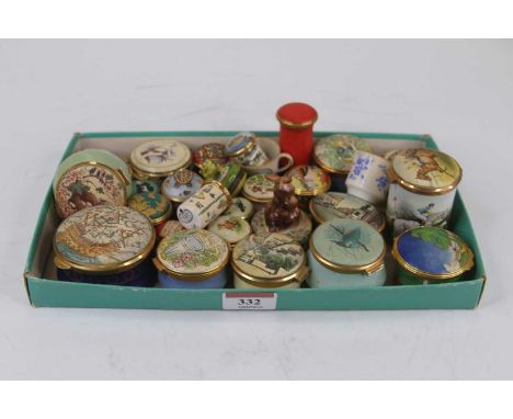A collection of enamelled pill/patch boxes to include Staffordshire examplesAll appear to be intact.