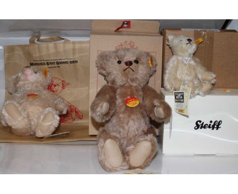 A Steiff original classic bear in light brown mohair with button to ear and yellow tag No. 005138, with further tag to foot, 