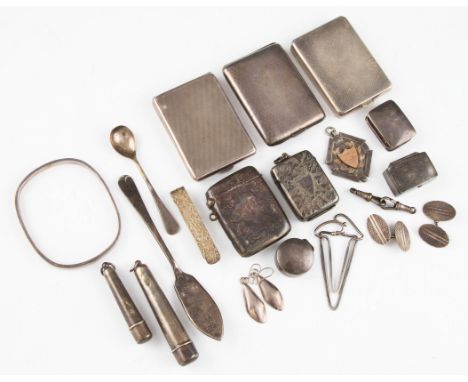 A lot to include a silver Asprey card case, hallmarked Chester 1929, two cheroot holders, one hallmarked Chester 1918, the ot