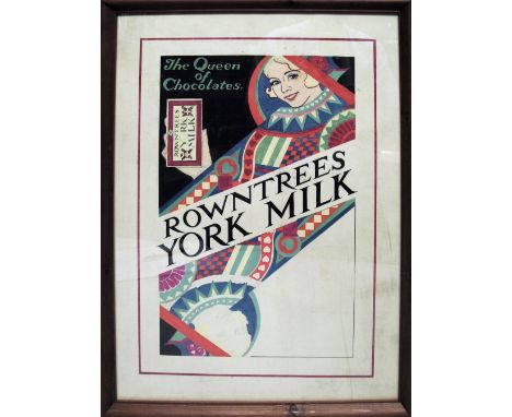 Rowntree’s York Milk Chocolate - an unfinished watercolour preparation promotional drawing entitled "The Queen of Chocolates"