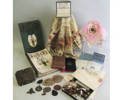 Durham Light Infantry - archive of ephemera relating to 4442422 Pte.C.Taylor from the 1920's including badges, buttons, dog t