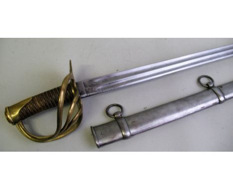 A 20th century sword, in the style of a French 1811 pattern heavy Cuirassiers trooper's sword with 95cm steel double fullered