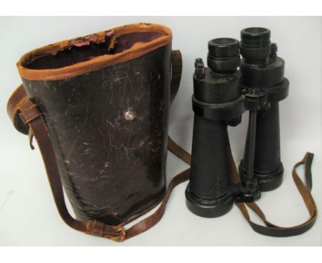 A pair of WWII Barr and Stroud naval binoculars, stamped 7x CF41 A.P. No. 1900 Serial No. 59295, the black crinkled grips mou