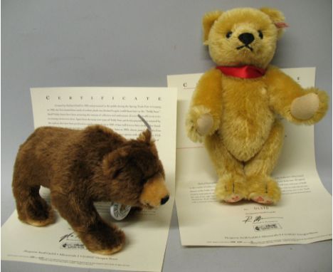 Two Steiff Limited Edition Club Edition bears, comprising "Growling Bear 1934", No. 2436, 14cm high, and "Decade Teddy Bear" 