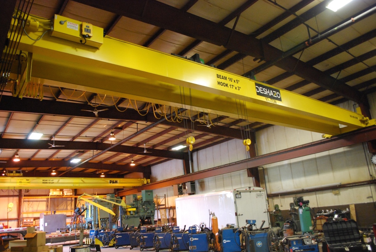 2012 DESHAZO 10-TON TWIN GIRDER TOP RUNNING OVERHEAD BRIDGE CRANE: S/N ...