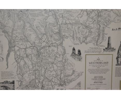 *Local Interest - After Alfred Wainwright (1907-1991), print, A Map of The County of Westmorland, with illustrations after Wa
