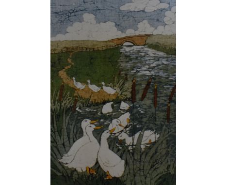 A group of assorted photographic and other prints, to comprise a Kathleen Caddick (b.1937) 'Autumn' print, Buffy Robinson (20