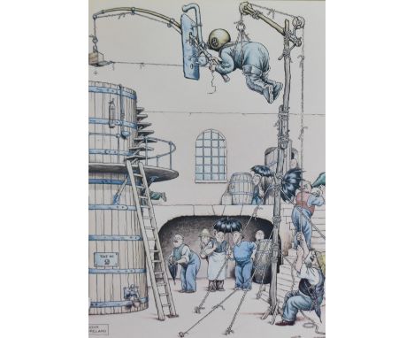 After John Ireland (b.1957), colour print, from The Gentle Art of Making Guinness Series 'July: Fermenting the Guinness' bear