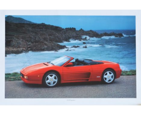 PROMOTIONAL FERRARI 348 PRINT, SIGNED BY JEAN ALESSI, ADDITIONAL LANCIA BETA SPIDER POSTER 