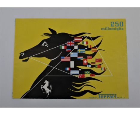 FERRARI 250 MILLE MIGLIA FACTORY BROCHURE  Original factory item showcasing Coupe and Barchetta models of 1953.  Includes cha