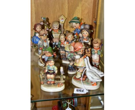 A COLLECTION OF TEN HUMMEL FIGURES AND ANOTHER SIMILAR FIGURE, Doctor no.127 has broken doll's arm, Street Singer no.131 has 