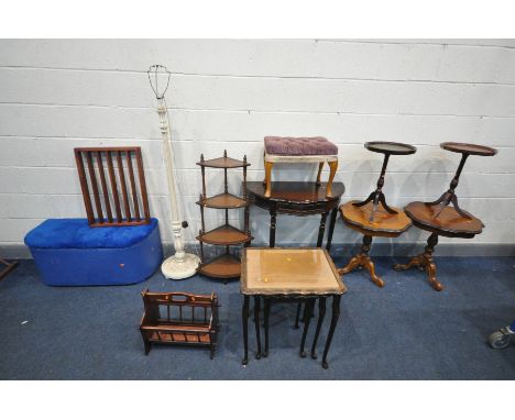 A SELECTION OF OCCASIONAL FURNITURE, to include two Italian occasional tables, two wine tables, mahogany hall table, nest of 