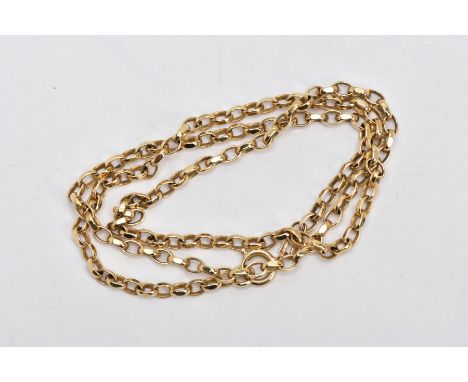 A 9CT GOLD BELCHER LINK CHAIN, fitted with a spring clasp, hallmarked 9ct gold Birmingham, length 460mm, approximate gross we