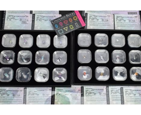 TWO BOXES OF COLLECTORS GEMSTONES, to include cut and polished gemstones in individual storage tubs, with gemstones of varyin