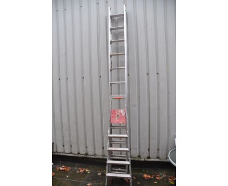 AN ALUMINIUM DOUBLE EXTENSION LADDER 3.4m closed and a step ladder