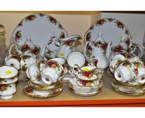 A SIXTY SIX PIECE ROYAL ALBERT OLD COUNTRY ROSES TEA SET ETC, comprising a coffee pot, two teapots, two large cake plates, tw