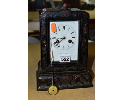 A LATE 19TH CENTURY FRENCH LEROY A PARIS EBONISED AND BOULLE MANTEL CLOCK, enamel dial (a.f.) with Roman numerals, eight day 