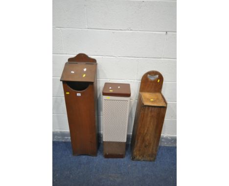 THREE VARIOUS FRENCH BAGUETTE BOXES, including a stained pine and enamel (condition - enamel box loose lid)