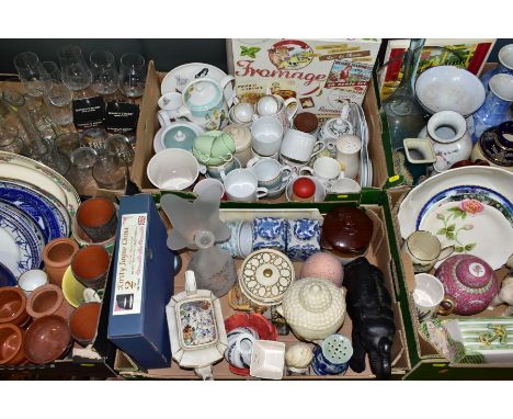 SIX BOXES OF CERAMICS AND GLASS ETC, to include two Minton coffee cans and saucers, Wedgwood Azure part tea set, boxed Kirsty