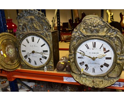 A FRENCH MORBIER / COMTOISE WALL CLOCK, SIGNED BAILLY FOURNIER TO THE DIAL, the enamel dial has Roman numerals hour markers, 
