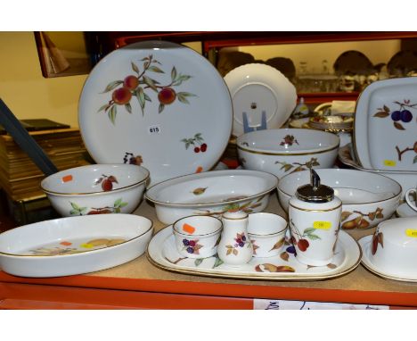 ROYAL WORCESTER EVESHAM PART DINNER SERVICE, to include six cups and saucers, two oversized cups and saucers, oval and circul