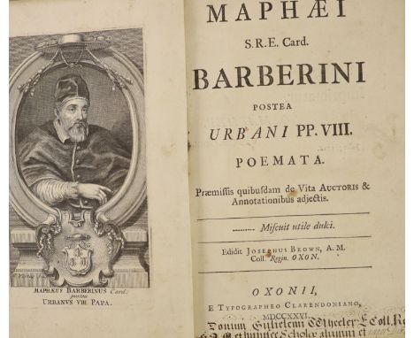 °  Barberini, Maffeo (Pope Urban VIII) - Poemata ... edidit Josephus Brown ... portrait frontis., 2 pictorial vignettes; newl