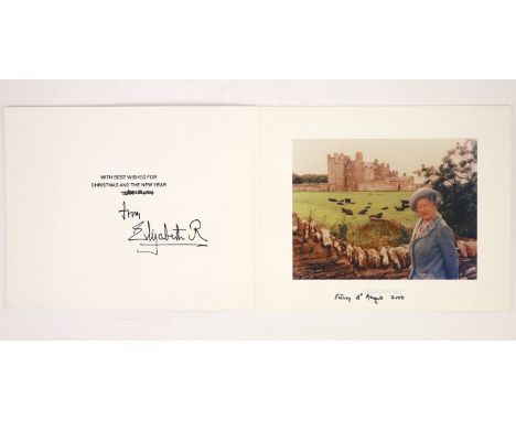 Elizabeth, Queen of George VI of England - 2 colour photographs, sent as Christmas cards for the years 1995 and 2000, each si