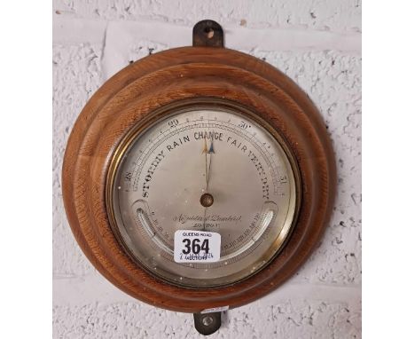 CIRCULAR OAK CASED BAROMETER